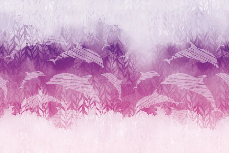 טפט - איור דולפינים ורודים