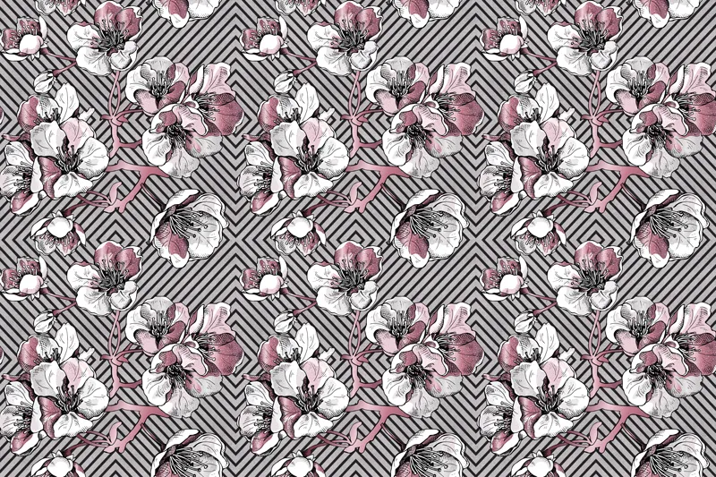 טפט | פרחים ורודים וצורות