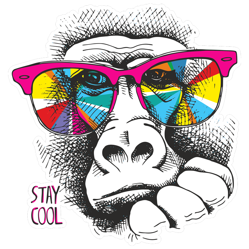 מדבקת קיר - קוף קול