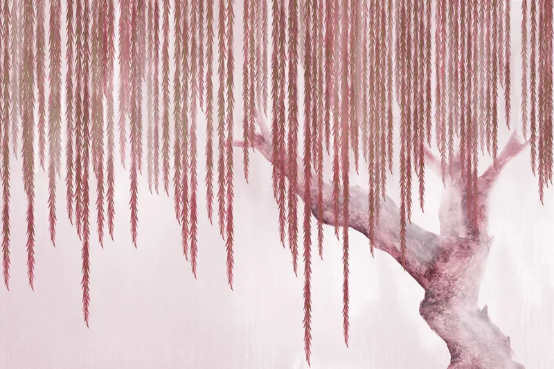 טפט - עץ מאוייר יפיפה בגווני אדום