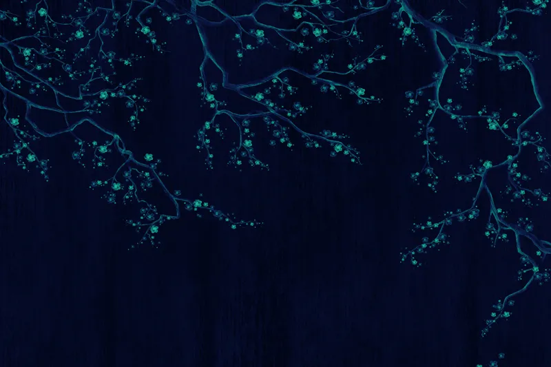 טפט - ליבלוב עץ מאויר כחול כהה