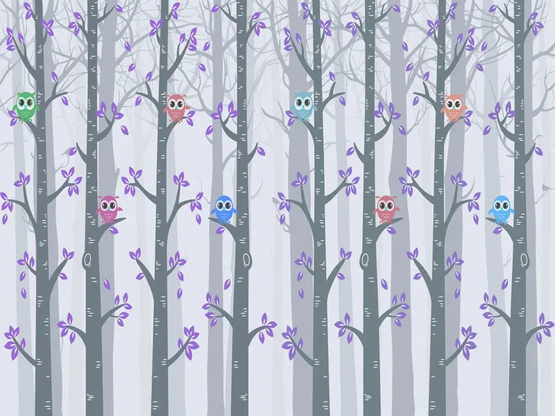 טפט - ינשופים קטנים ומתוקים ביער סגול