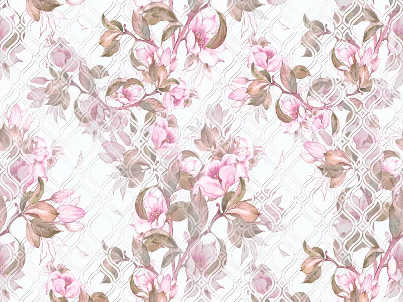 טפט - צורות ופרחים עדינים בגווני ורוד