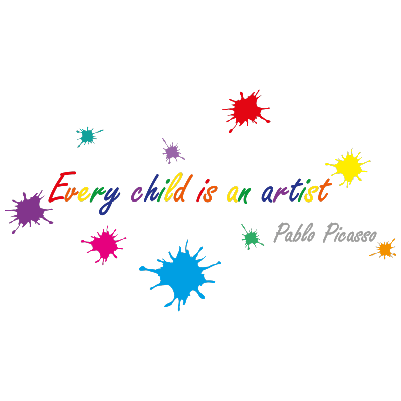 מדבקת קיר - "כל ילד הוא אמן" - פיקסו
