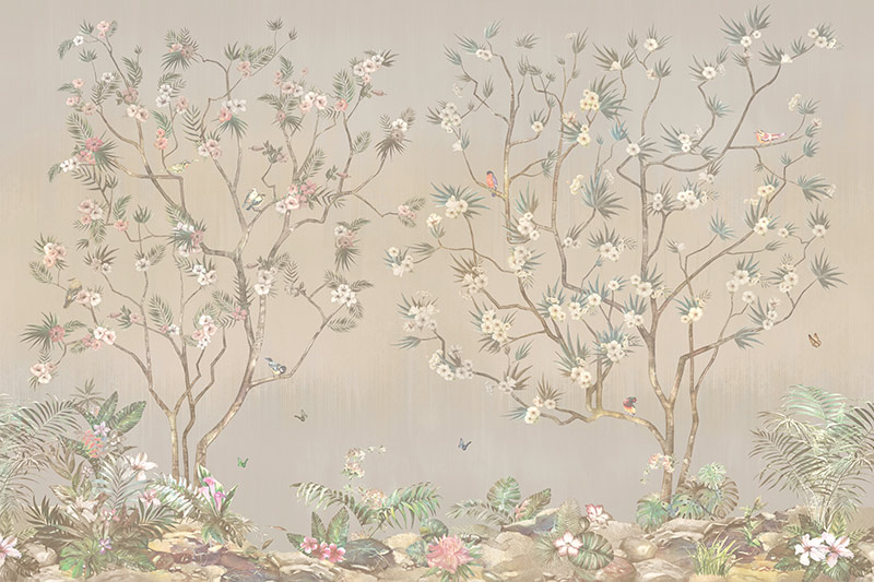 טפט - עיצוב עדין של עצים ופרחים