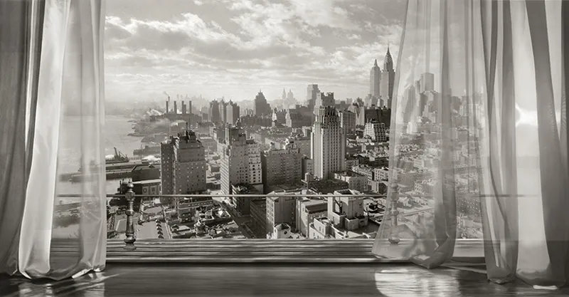 טפט - נוף יפיפה בסגנון וינטג'