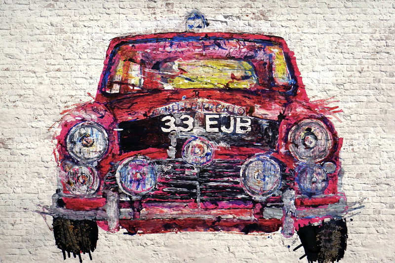 טפט - ציור קיר בריקים אוטו אדום