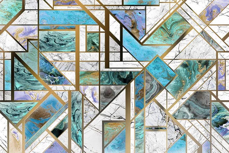 טפט - עיצוב גיאומטרי שיש טורקיז