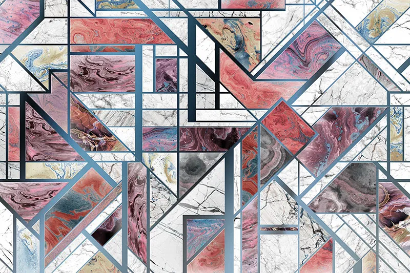 טפט - עיצוב גיאומטרי שיש אדום