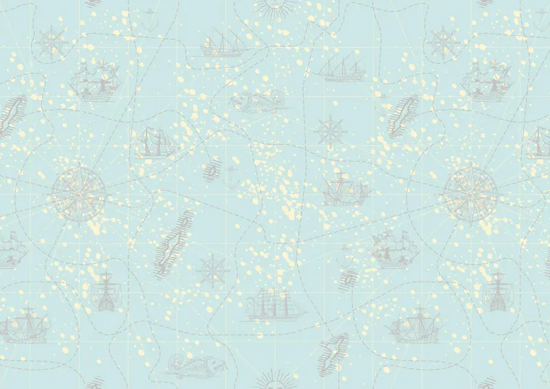 טפט - מפת פירטים בגוונים בהירים