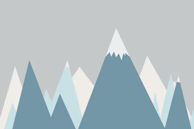 טפט - פסגות הרים בגווני כחול אפור