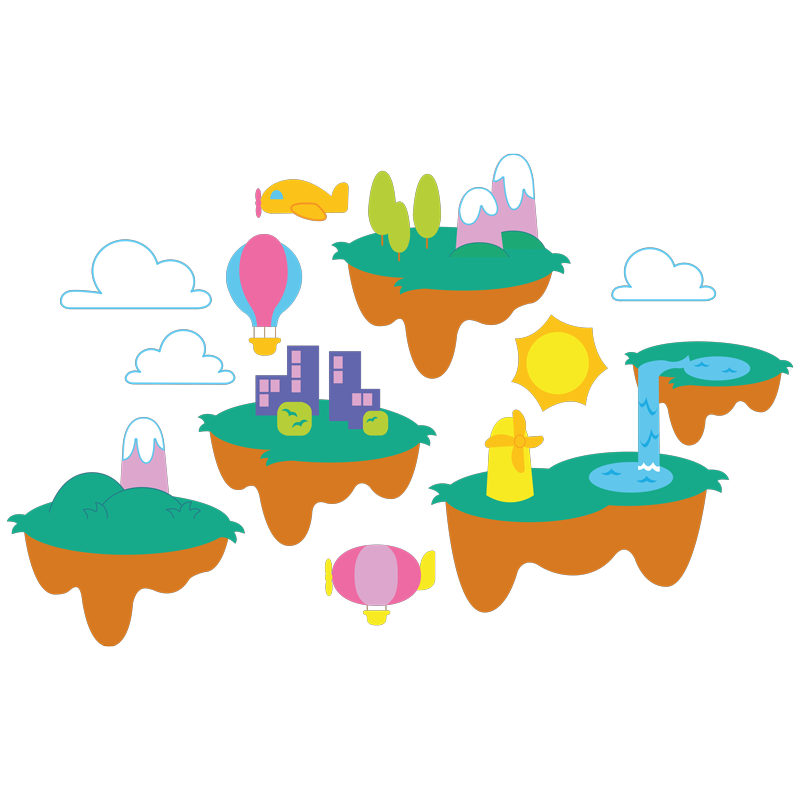 סט מדבקות - איים צפים