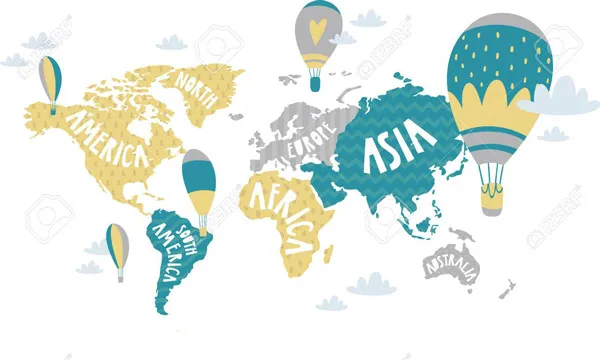 טפט - מפת עולם מעוצבת