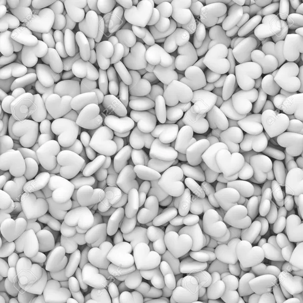 טפט - לבבות לבנים תלת מימדיים