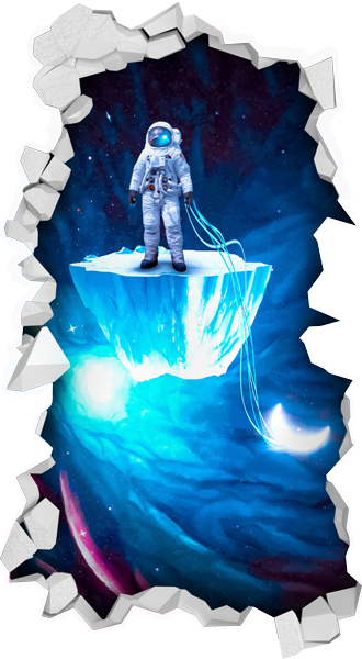 מדבקה - חור בקיר אסטרונאוט