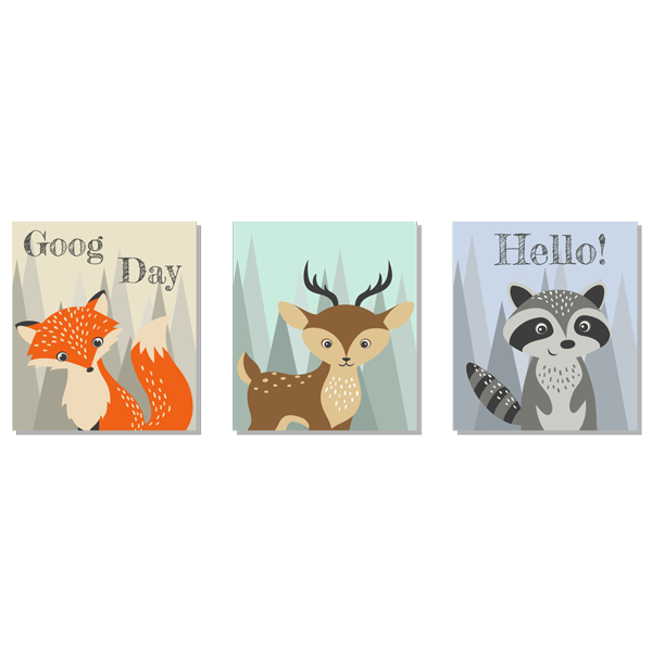 סט מדבקות - שלוש חיות מתוקות