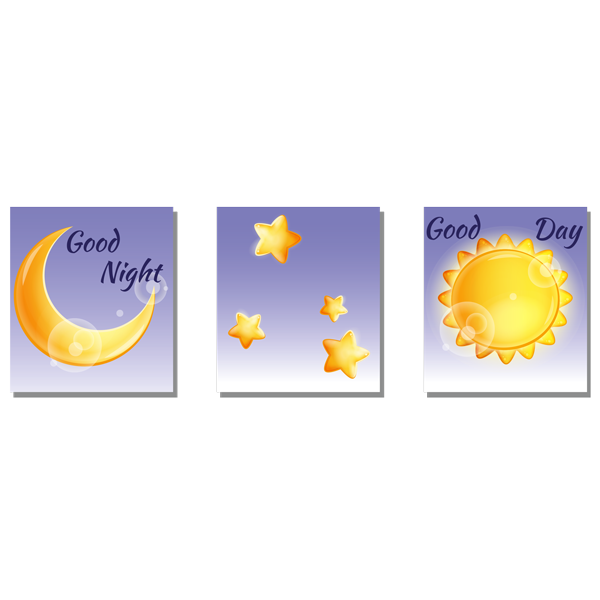 סט מדבקות - שמש ירח וכוכבים
