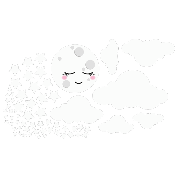 מדבקות קיר - ירח שמח