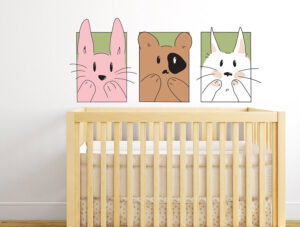 מדבקת קיר - שלישיית חיות מתוקות