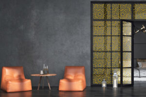 מדבקה לזכוכית - עיצוב מוזהב