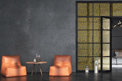 מדבקה לזכוכית - עיצוב מוזהב