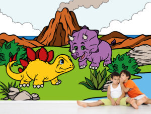 מדבקת טפט - דינוזאורים מתוקים