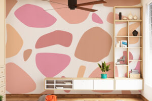 מדבקת טפט - כתמים בגוווני כתום ורוד