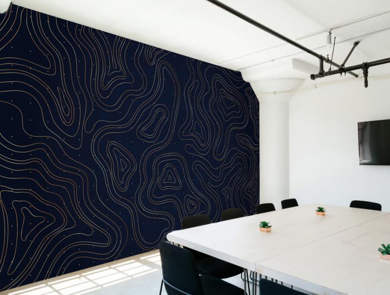 מדבקת טפט - צורות מעוצבות פסי זהב