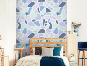 מדבקת טפט - כתמים צבעוניים בגווני כחול