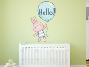 מדבקת קיר - שפן עם בלון