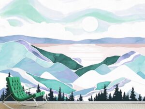 מדבקת טפט - נוף כחול ירוק