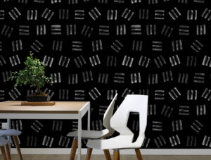 טפט - שלישיית פסים שחור אפור