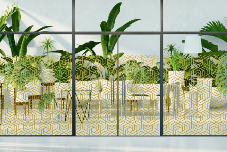 מדבקה לזכוכית - עיצוב מוזהב