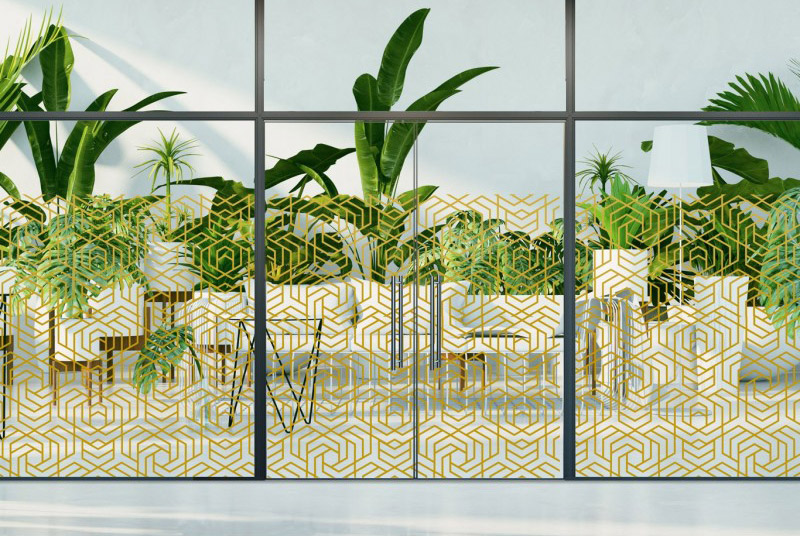 מדבקה לזכוכית - עיצוב מוזהב