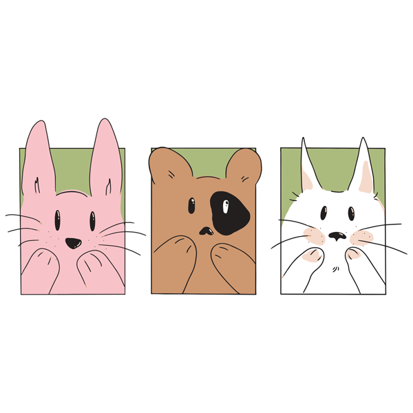 מדבקת קיר - שלישיית חיות מתוקות