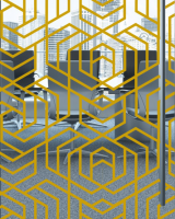 מדבקה לזכוכית - עיצוב מוזהב