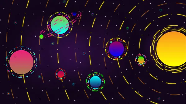 מדבקת טפט - מערכת שמש מעוצבת