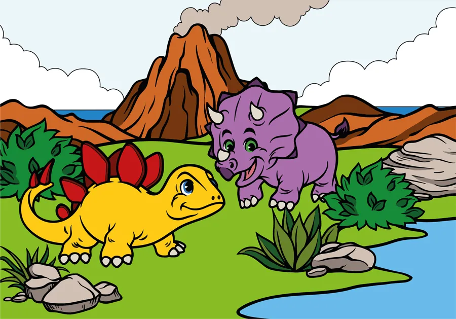 מדבקת טפט - דינוזאורים מתוקים