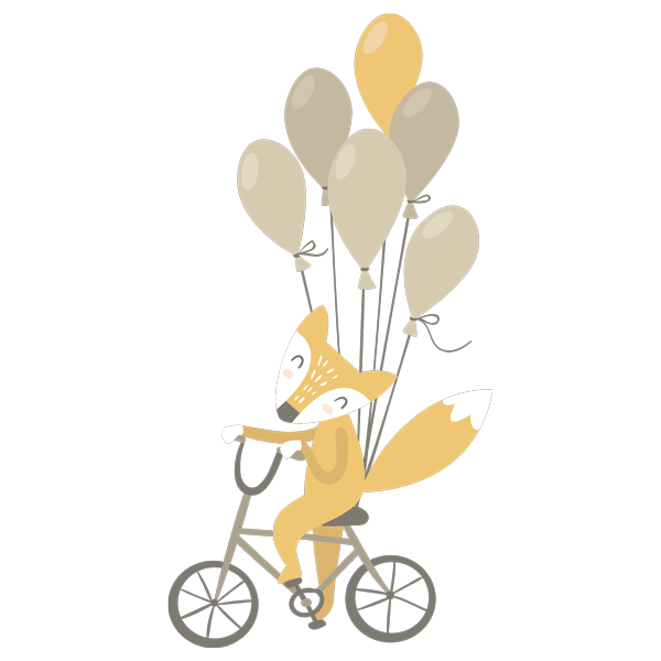 מדבקת קיר - שועל מתוק ובלונים