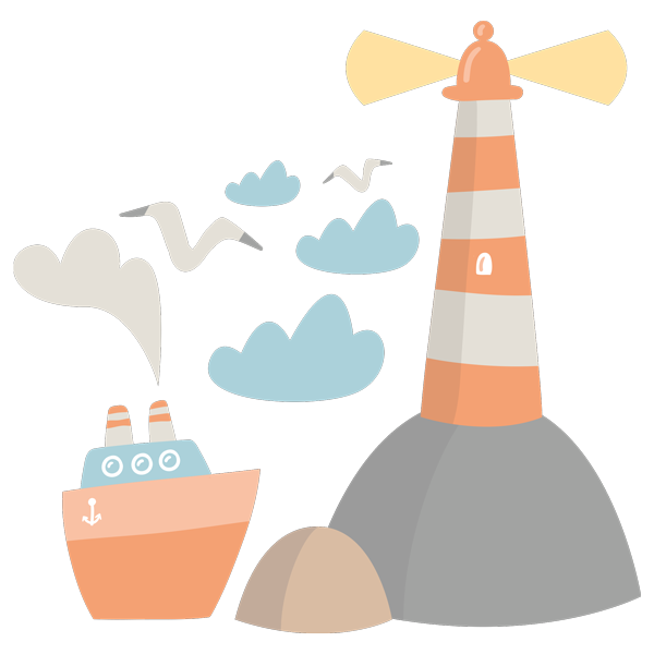 מדבקות קיר - סט אוניה ומגדלור