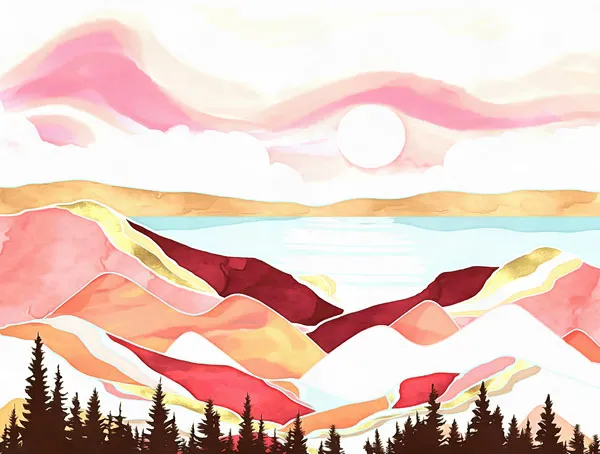 מדבקת טפט - נוף אדום