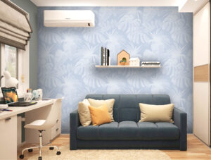 טפט - עלים בהירים ורקע תכלת