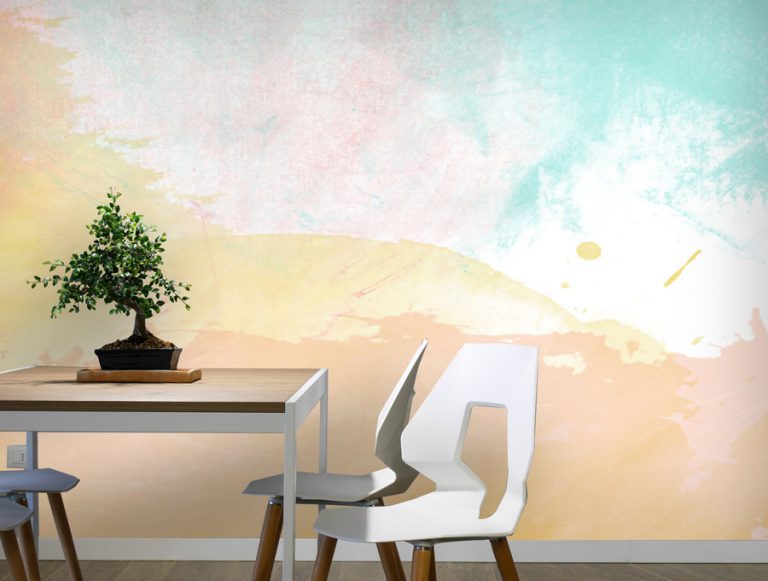 טפט - צבעי מים כתום טורקיז