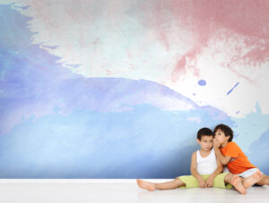 טפט - כתמי צבעי מים אדום כחול