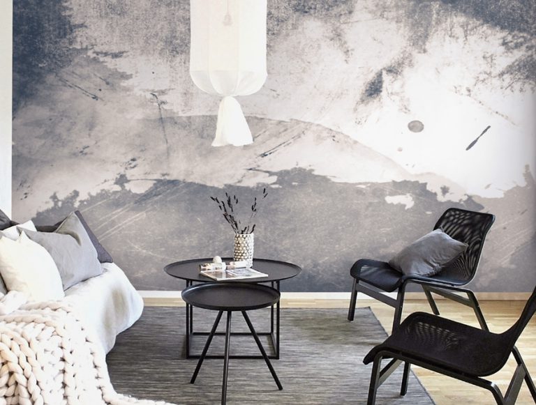 טפט - כתמי צבעי מים כחול אפור