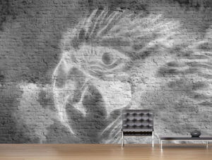 טפט - גרפיטי תוכי שחור לבן