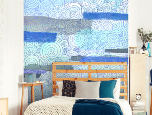 טפט - ספירלות מעוצבות כחולות