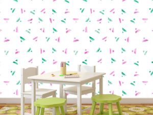 טפט - צורות משולשים ורוד ירוק