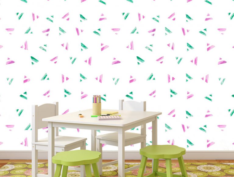 טפט - צורות משולשים ורוד ירוק