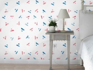 טפט - צורות משולשים כחול ואדום